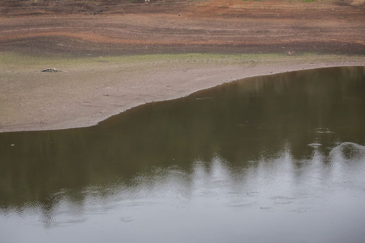 Bogotá. Abril 09 de 2024. Embalses que abástese de agua potable a la capital, se encuentran en estado crítico en su nivel. Imagen del embalse de la Regadera. // (Colprensa - Mariano Vimos)