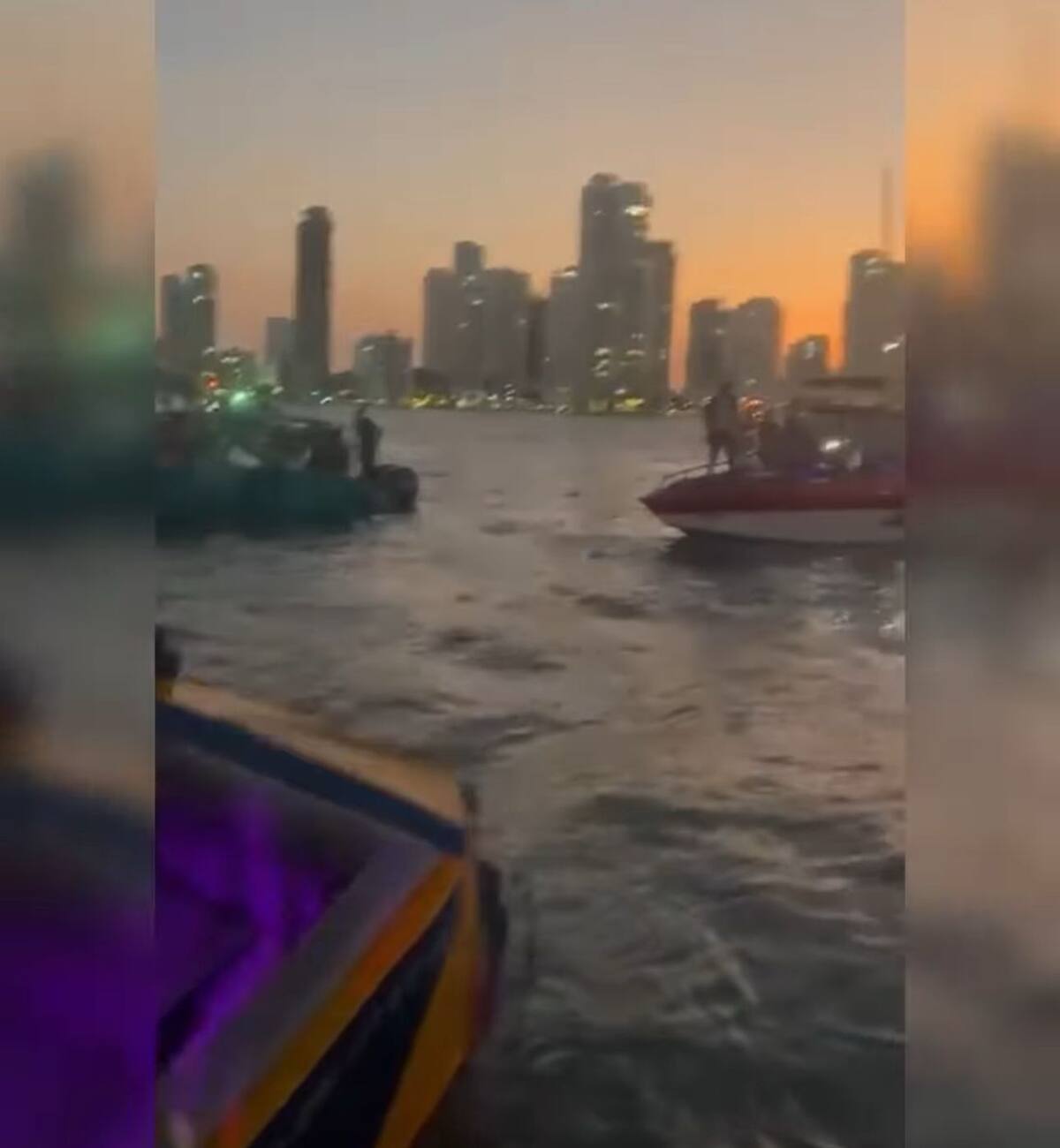Embarcaciones cercanas ayudaron a controlar la emergencia en la bahía de Cartagena. // Captura de video