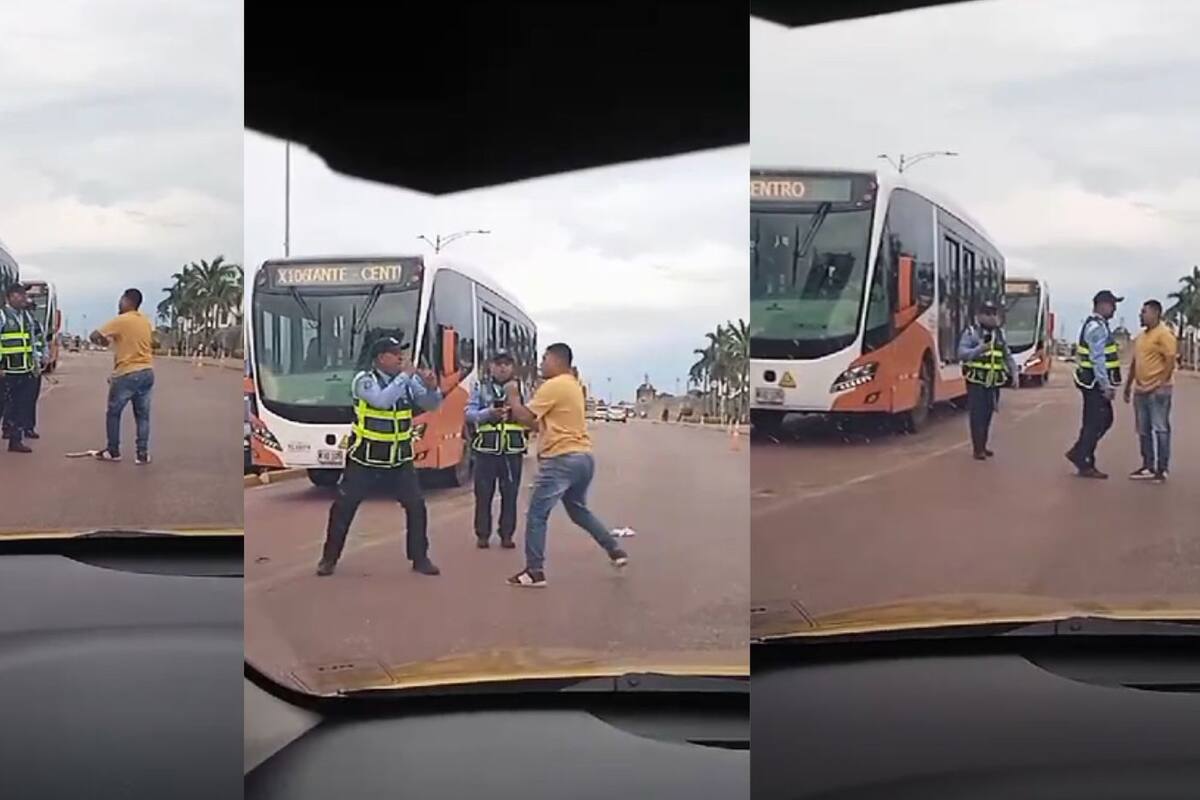 Video: agente del DATT y taxista se enfrentan en plena vía de Cartagena