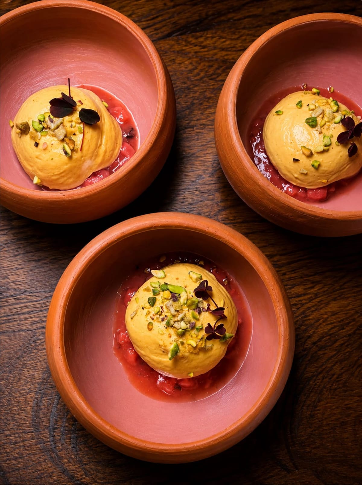 Enyucao con crema de queso costeño y chontaduro y base de jalea de guayaba dulce con agua de rosas. //Foto: Cortesía.