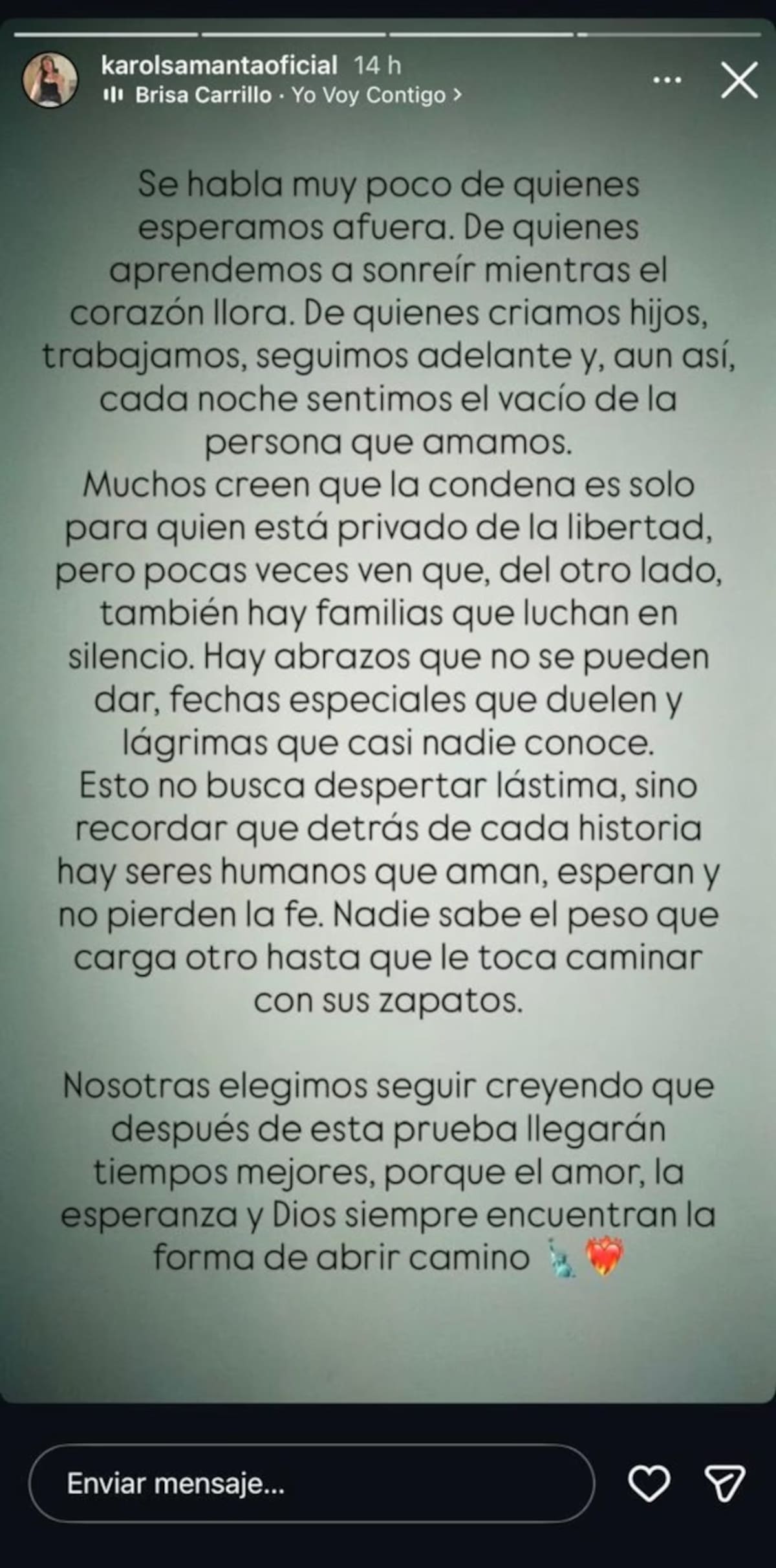 Comunicado de la pareja de Epa Colombia. //Foto: @karolsamantaoficial.