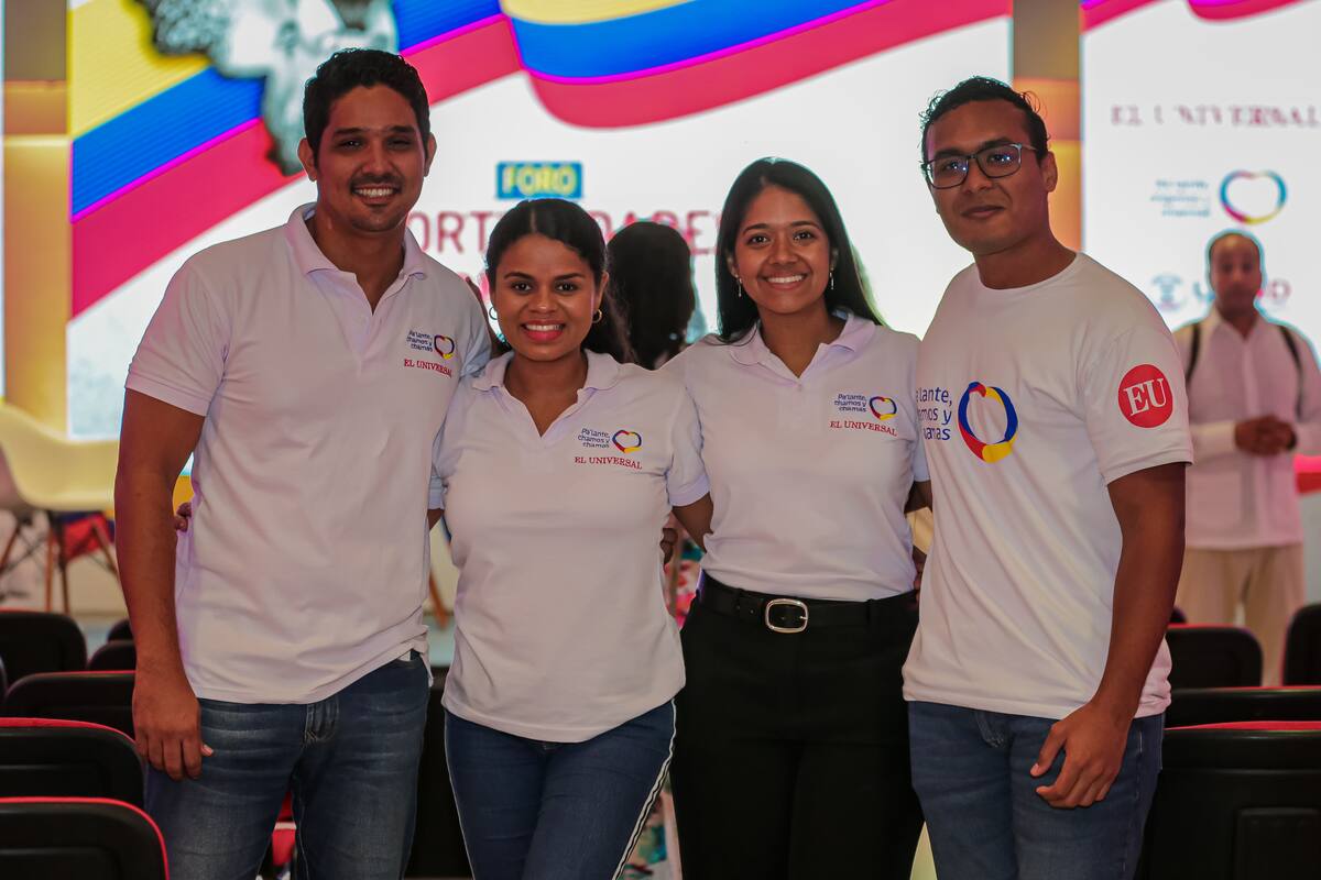 El equipo de Pa'lante, chamos y chamas: (de izquierda a derecha): Cristian Agámez Pájaro, Tania Flórez Dechamps, Melissa Mendoza Turizo y Diego Rosales Negrete.