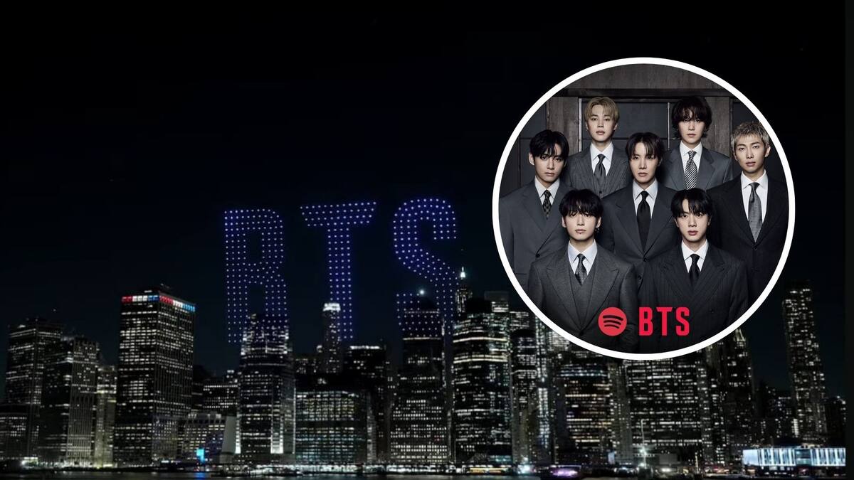 Espectáculo de drones en Nueva York anuncia el comeback de BTS