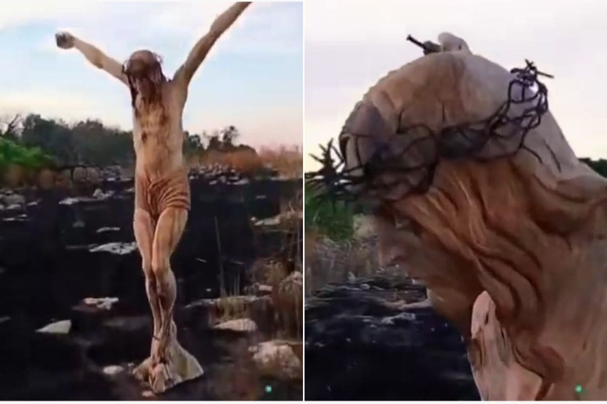 La impactante imagen de un Cristo que sobrevivió al devastador incendio en Francia