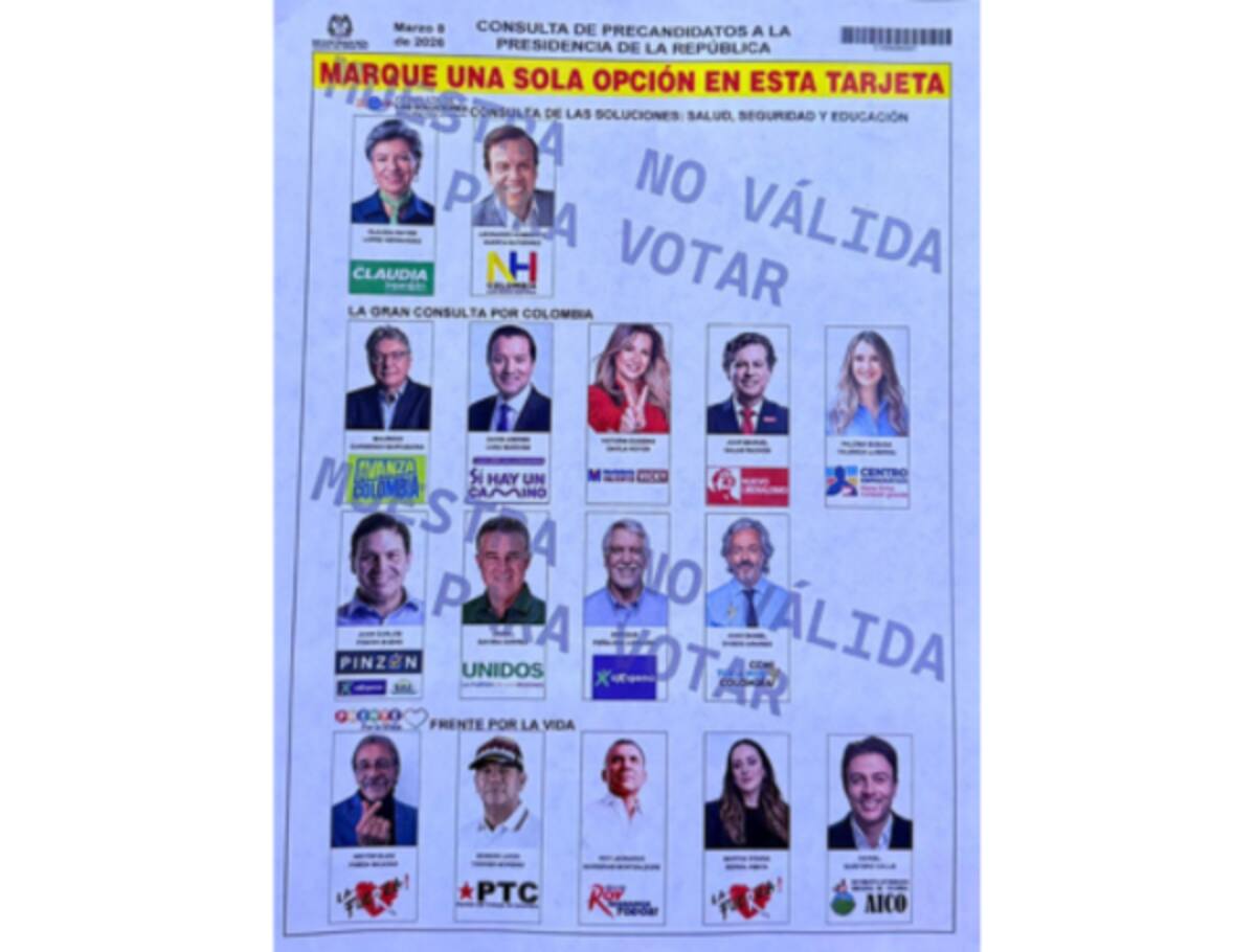 Este será el tarjetón para las consultas interpartidistas del 8 de marzo. // Foto: Registraduría.