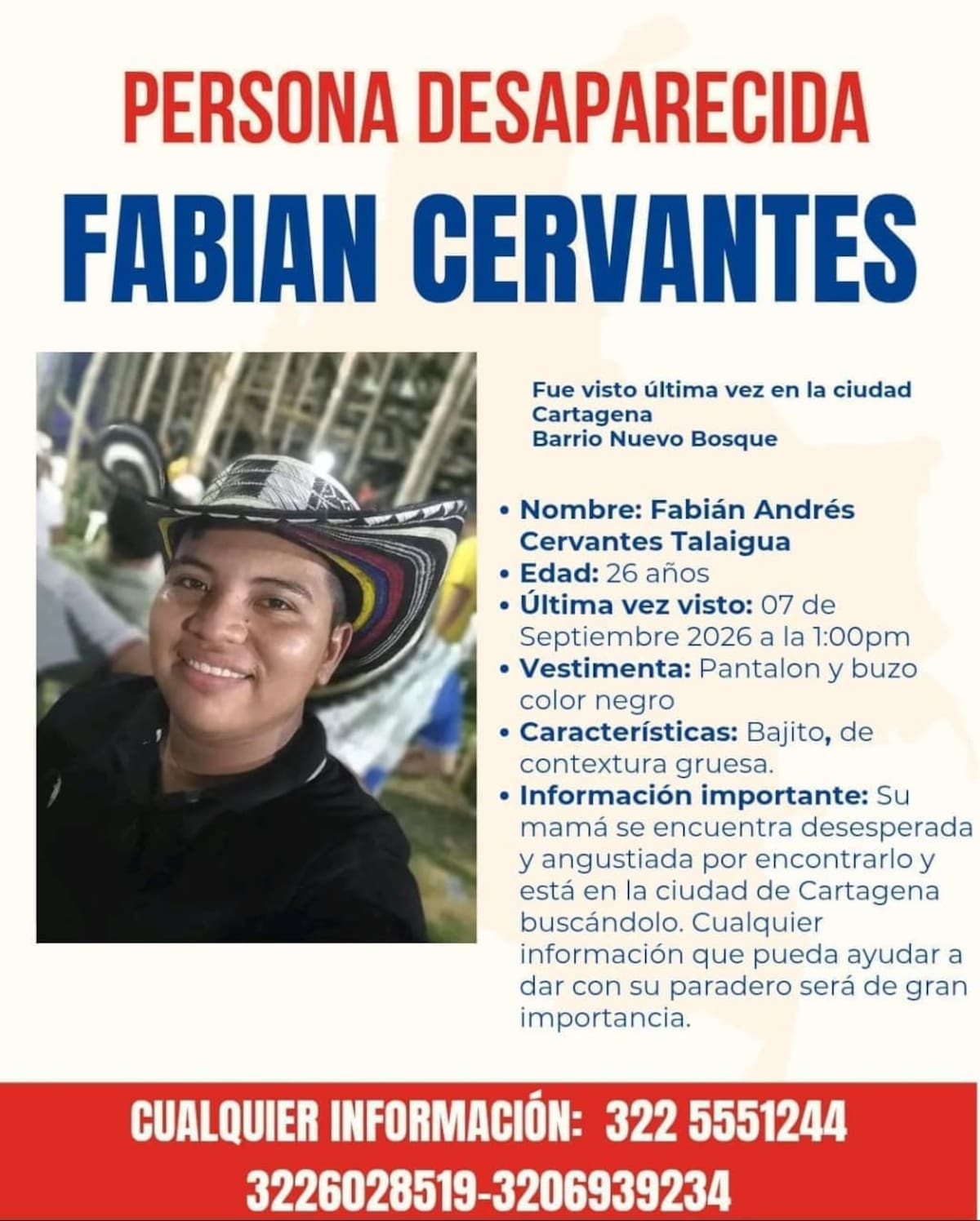 Fabián Cervantes, joven desaparecido .
