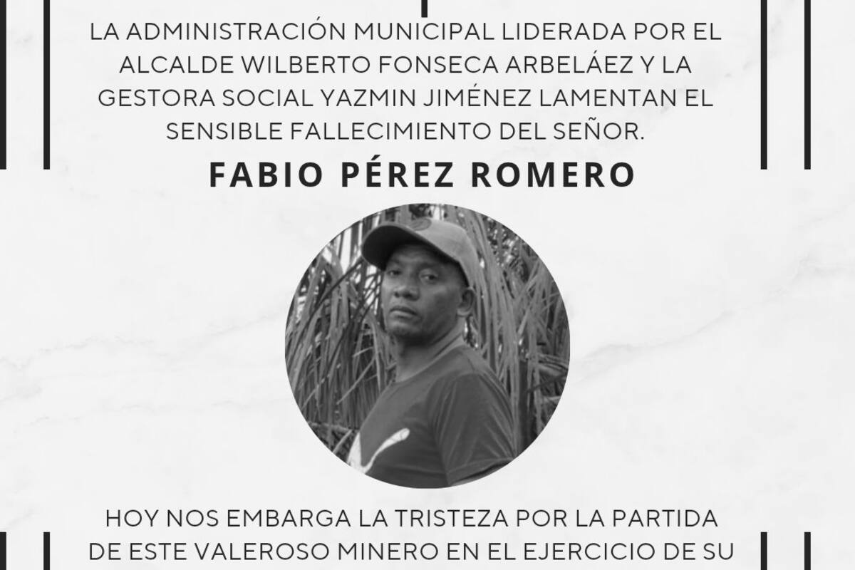 El minero Fabio Pérez falleció en Bolívar durante fuerte temblor