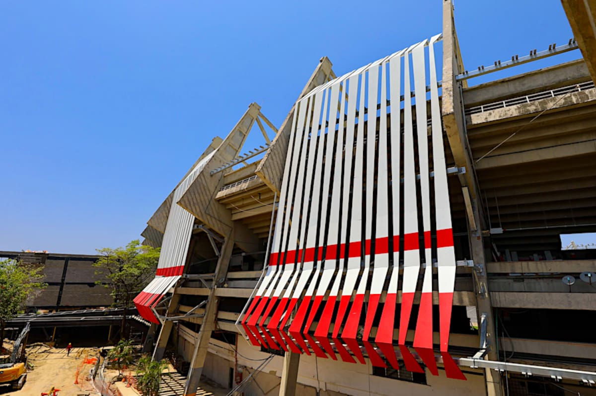 La nueva fachada del Estadio Metropolitano tendrá los colores rojo y blanco, los que distinguen al Junior de Barranquilla.//Cortesía Alcaldía de Barranquilla.