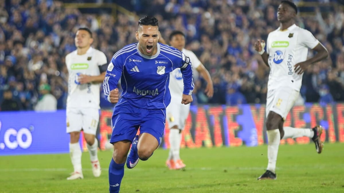 Falcao García volvió al gol con Millonarios, al anotar en el triunfo 1-0 sobre Águilas Doradas. Foto: Colprensa.