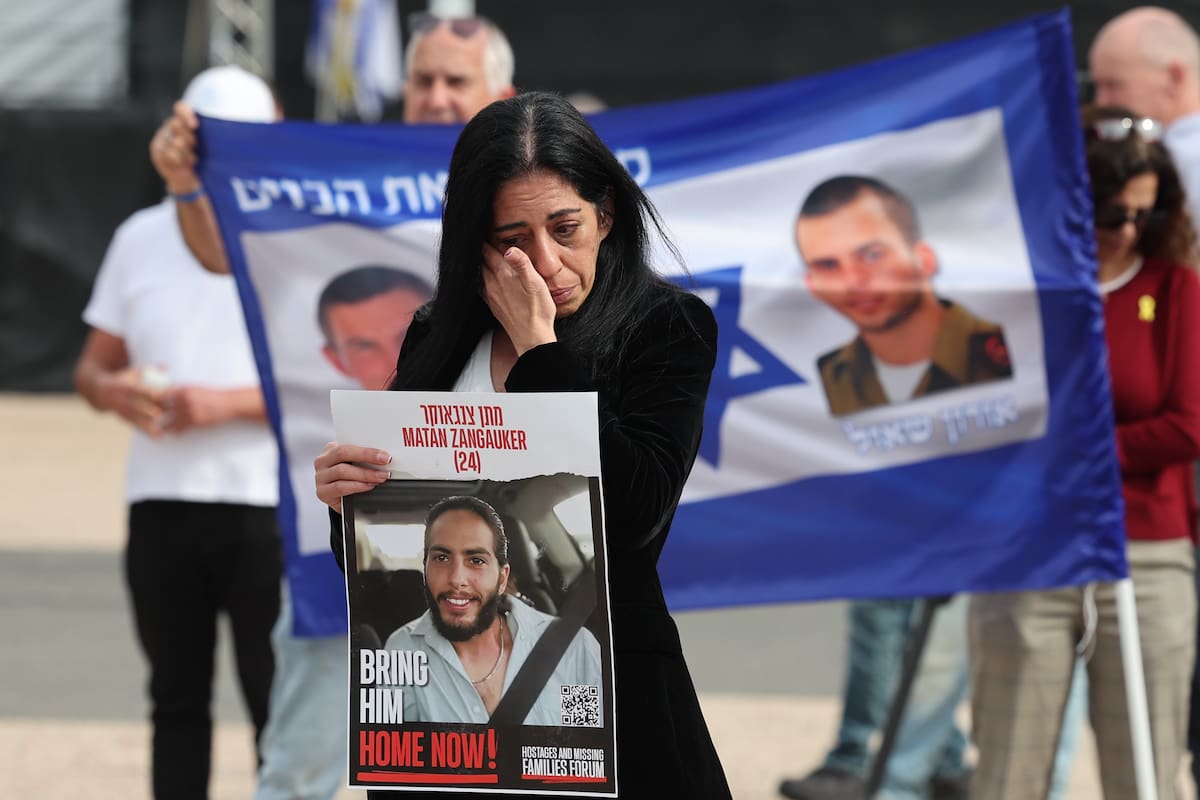 Familiares de rehenes de Hamás en Gaza. //EFE
