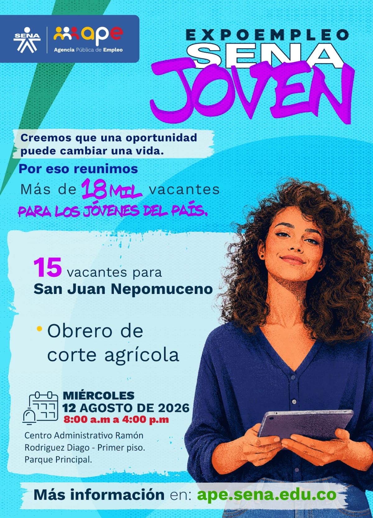 Vacante disponibles en la Expo Empleo SENA Joven en San Juan Nepomuceno. // Foto; Cortesía - SENA.