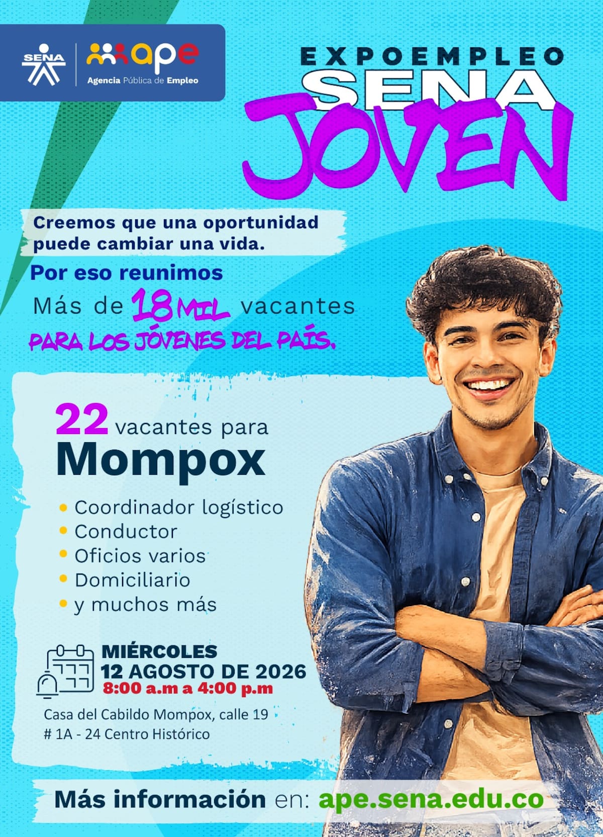 Vacante disponibles en la Expo Empleo SENA Joven en Mompox. // Foto; Cortesía - SENA.