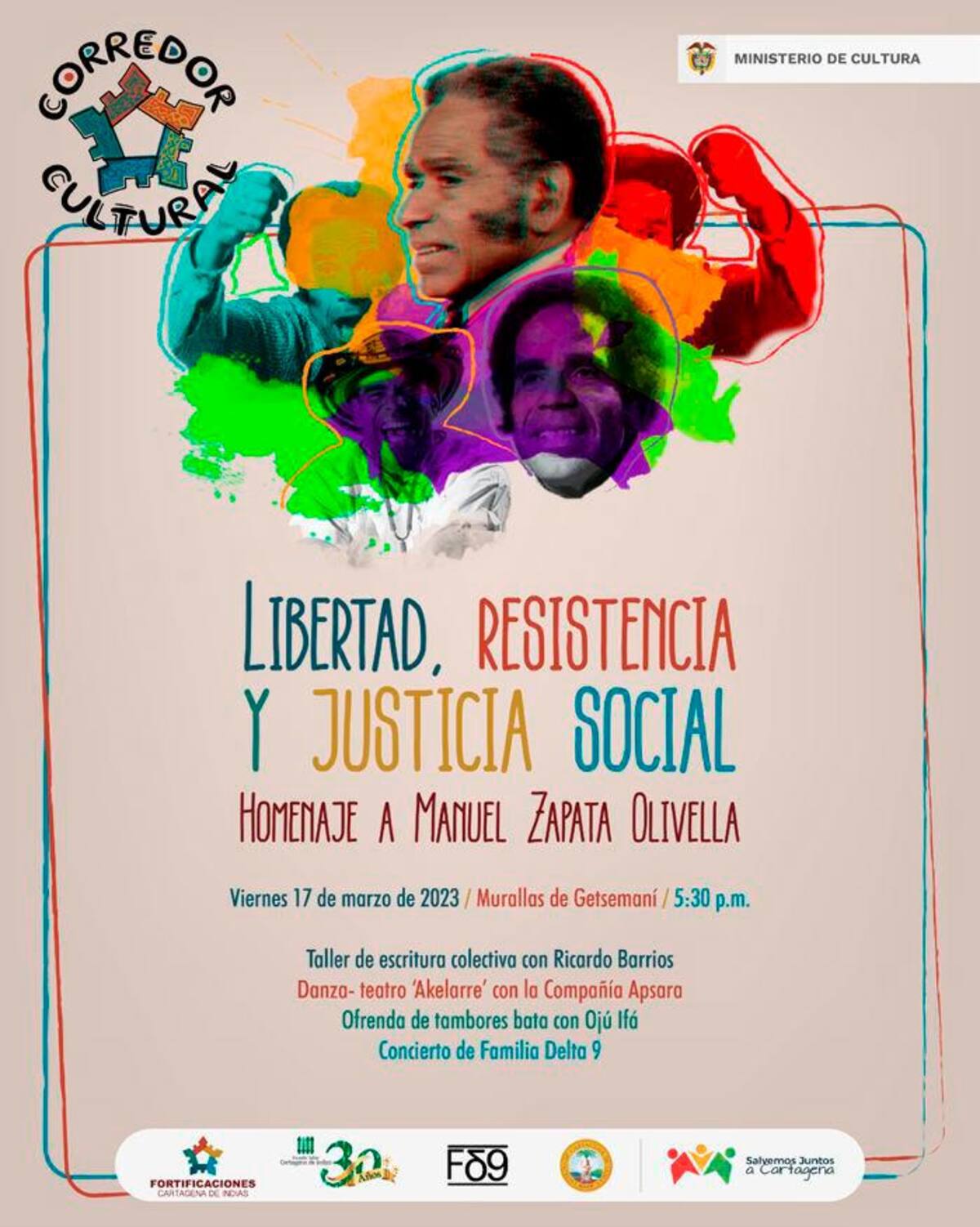 Afiche oficial del Corredor Cultural de este viernes.