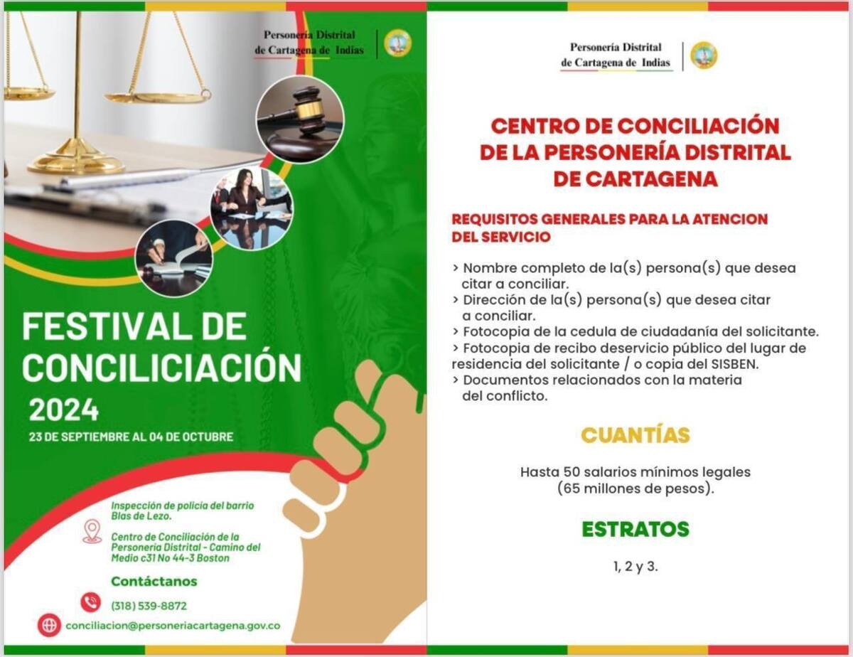 El Centro Público de Conciliación de la Personería Distrital de Cartagena lanza Festival. // Cortesía.