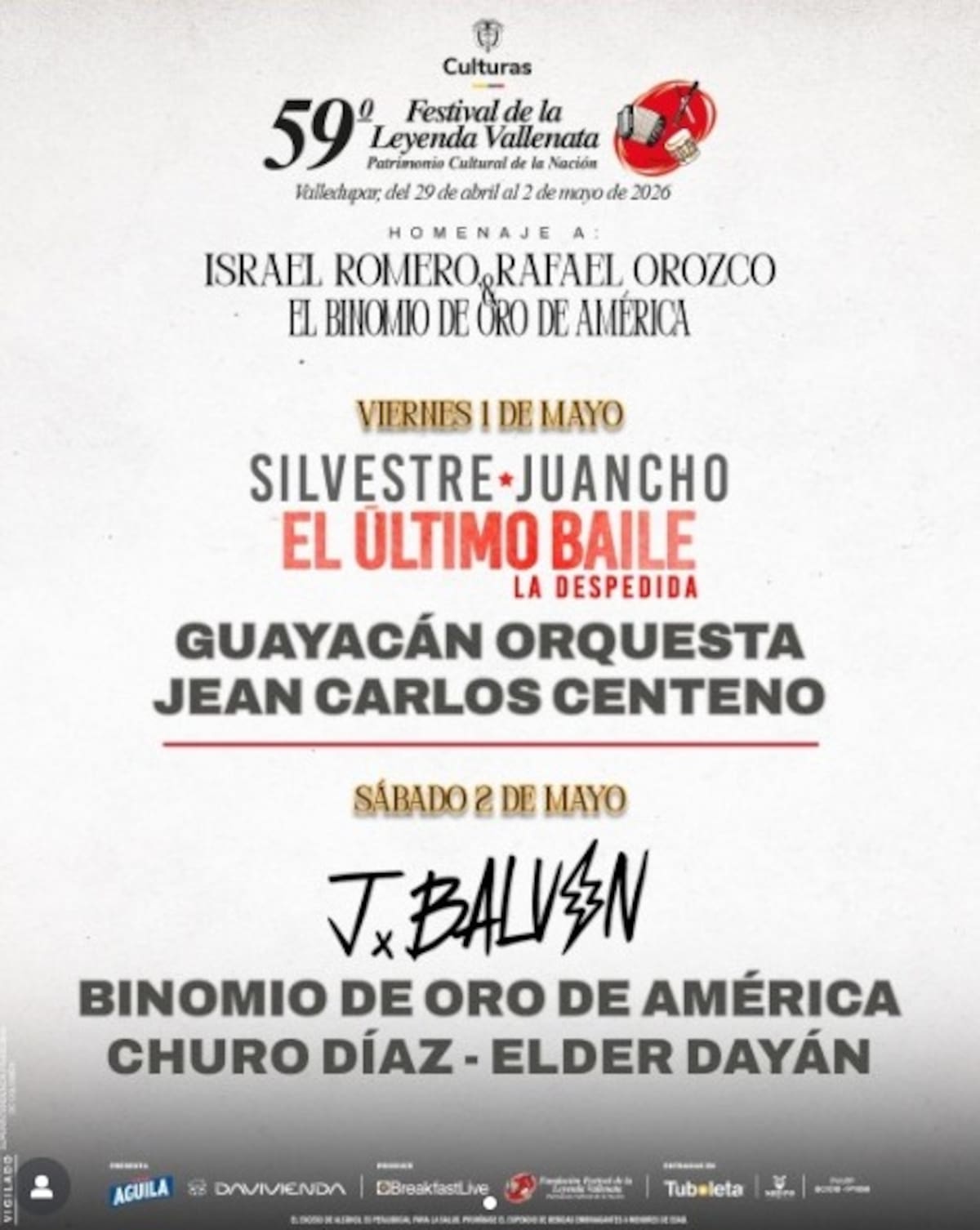 59º edición del Festival de la Leyenda Vallenata 2026. // foto tomada de IG @fesvallenato