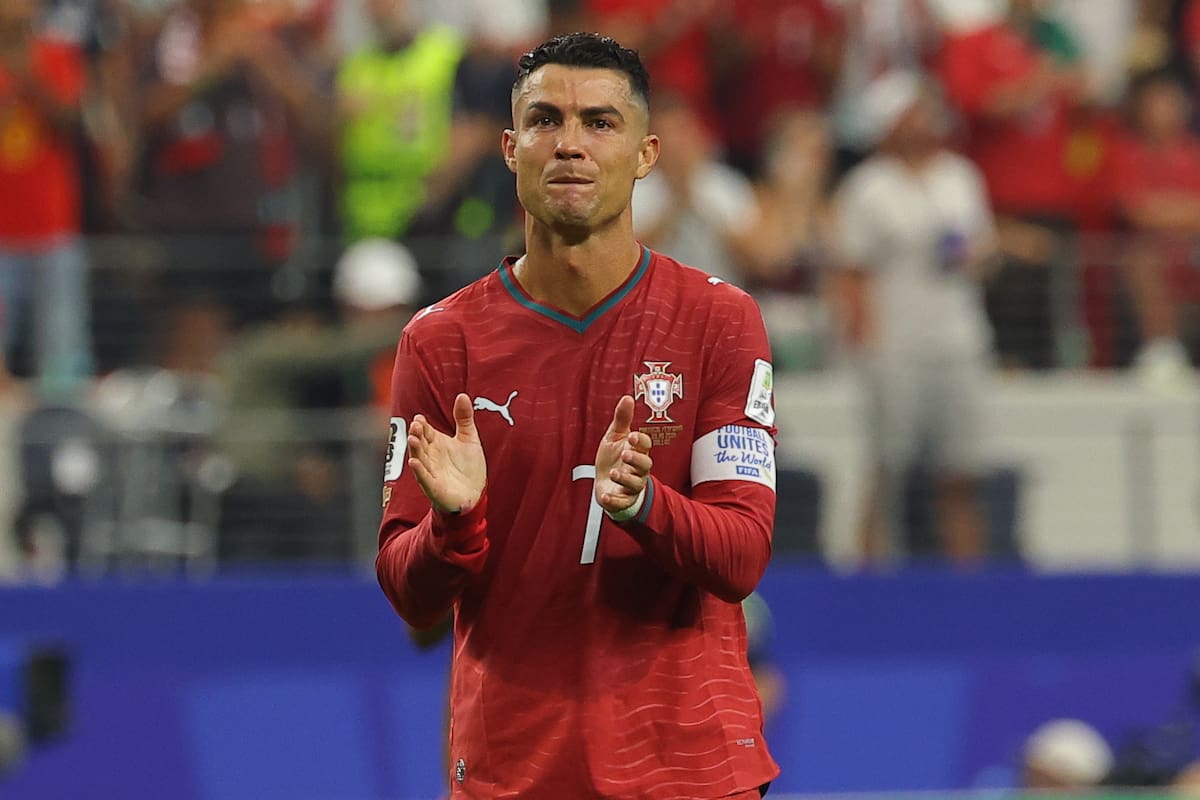 Cristiano Ronaldo of Portugal reacts after their defeat in the FIFA World Cup 2026 Round of 16 match Portugal against Spain, in Dallas, USA, 06 July 2026. (España) // EFE/EPA/CHRISTOPHER NEUNDORF