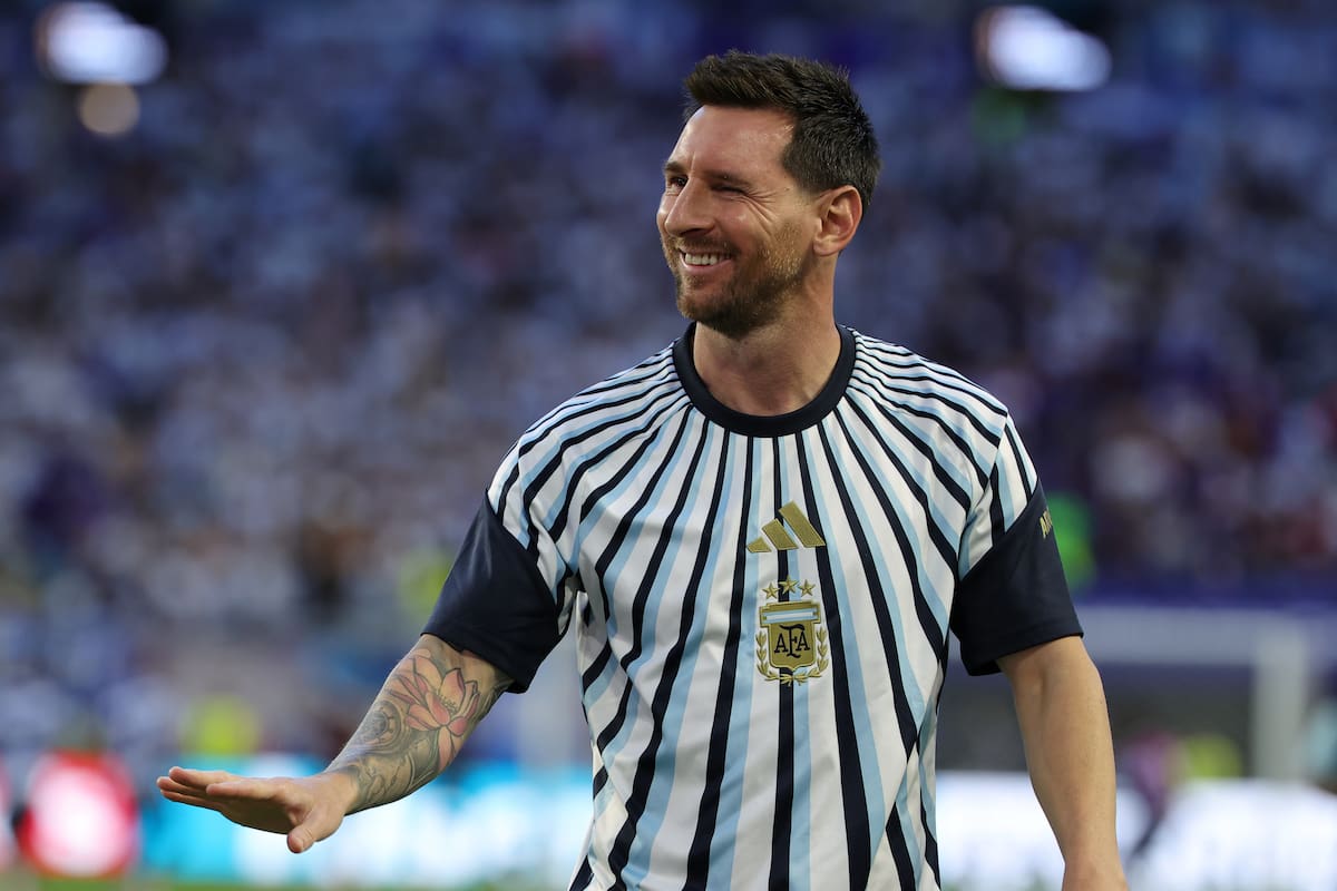 Lionel Messi of Argentina greets attendees ahead of the FIFA World Cup 2026 Round of 32 match Argentina against Cape Verde, in Miami, Florida, USA, 03 July 2026. (Cabo Verde) // EFE/EPA/CRISTOBAL HERRERA-ULASHKEVICH