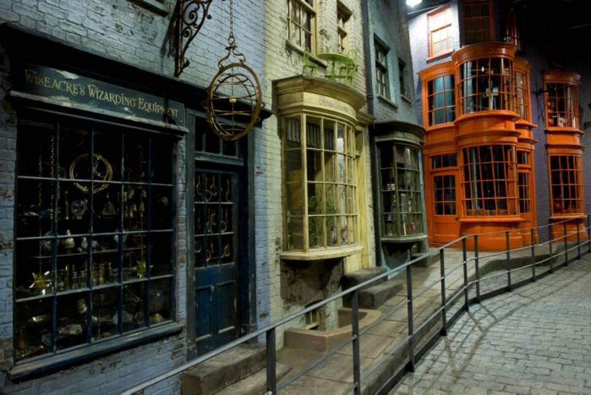 FILE - This is a Monday, Dec. 19, 2011 file photo of Diagon Alley, at the Warner Brother Studios, Watford England. Diagon Alley is part of "The Making of Harry Potter," a studio tour based at the Warner Bros. facility near London where the eight movies were shot between 2000 and 2010. (AP Photo/Jonathan Short, File)