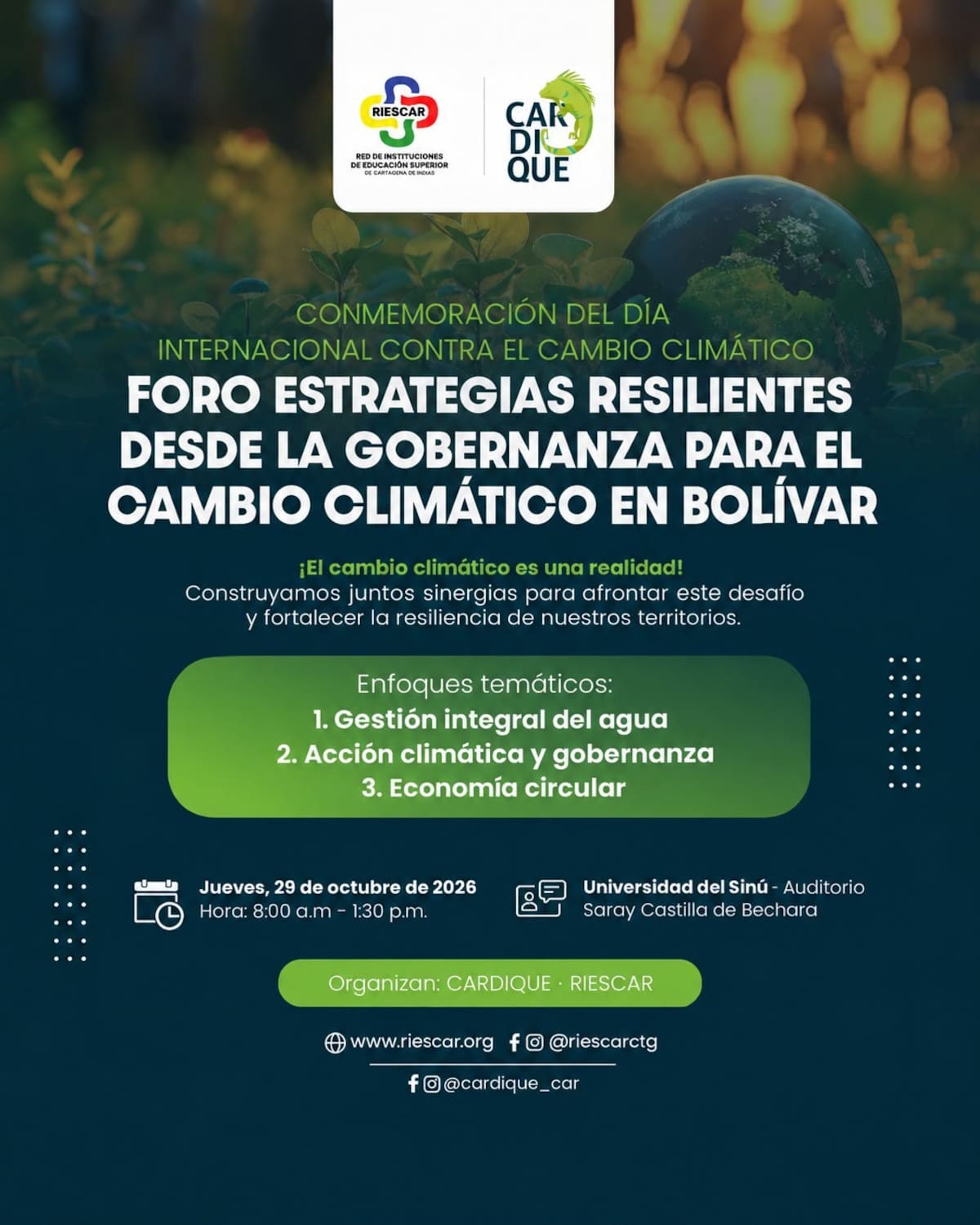 Foro en Cartagena abordará riesgos climáticos, economía circular y gestión del agua. // Cortesía - organizadores