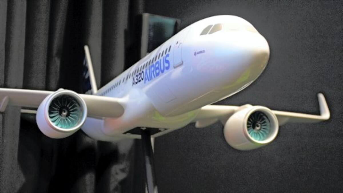 Un modelo del avión Airbus A320 Neo. AFP ERIC PIERMONT