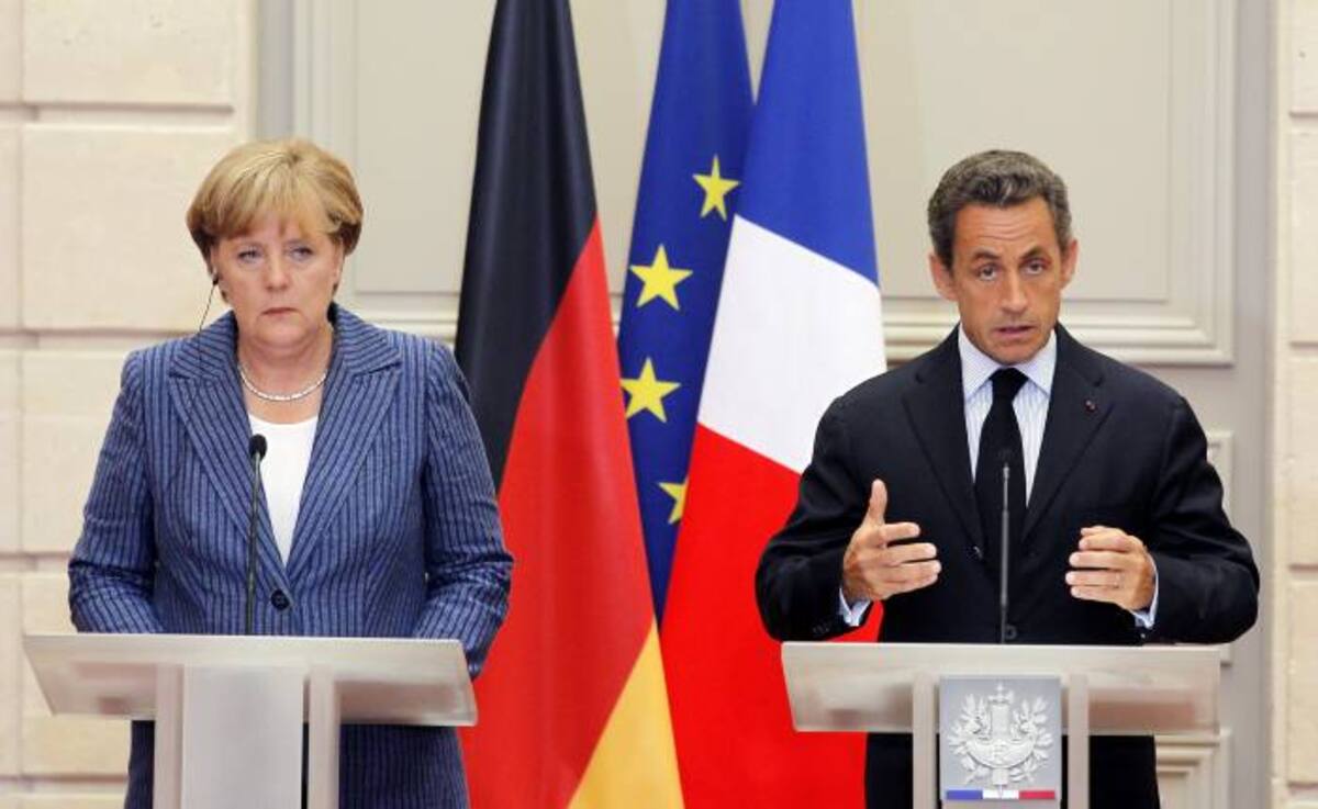 a canciller alemana Angela Merkel y el presidente francés Nicolas Sarkozy gozan de una notoriedad comparable en los cinco países más importantes de Europa. AFP PATRICK KOVARIK