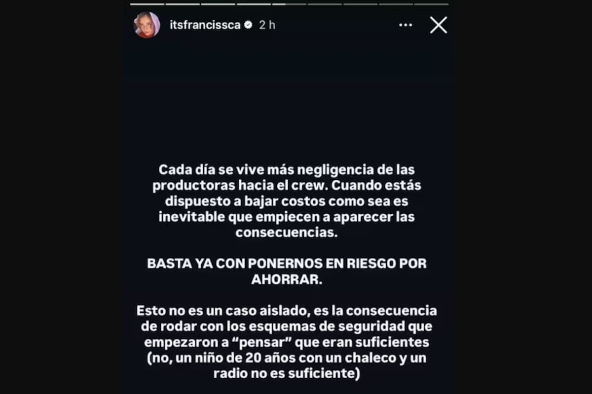Francisca Estévez (La primera vez) lanza dura crítica tras ataque en rodaje. //Captura tomada de IG @itsfrancissca