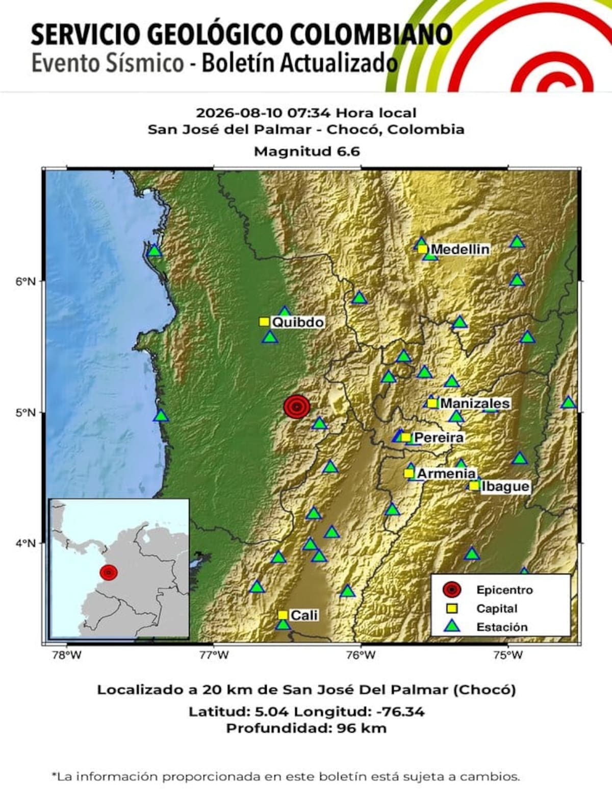 Fuerte sismo fue sentido en Bogotá, Cartagena y otras ciudades de Colombia. // cortesía