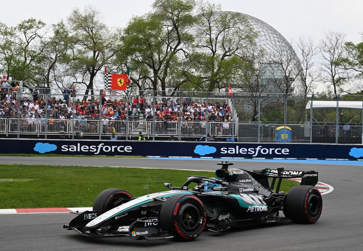 El piloto británico George Russell, de Mercedes, fue el más rápido en la prueba de clasificación del Gran Premio de Canadá. //Foto, AP: Jacques Boissinot/The Canadian Press