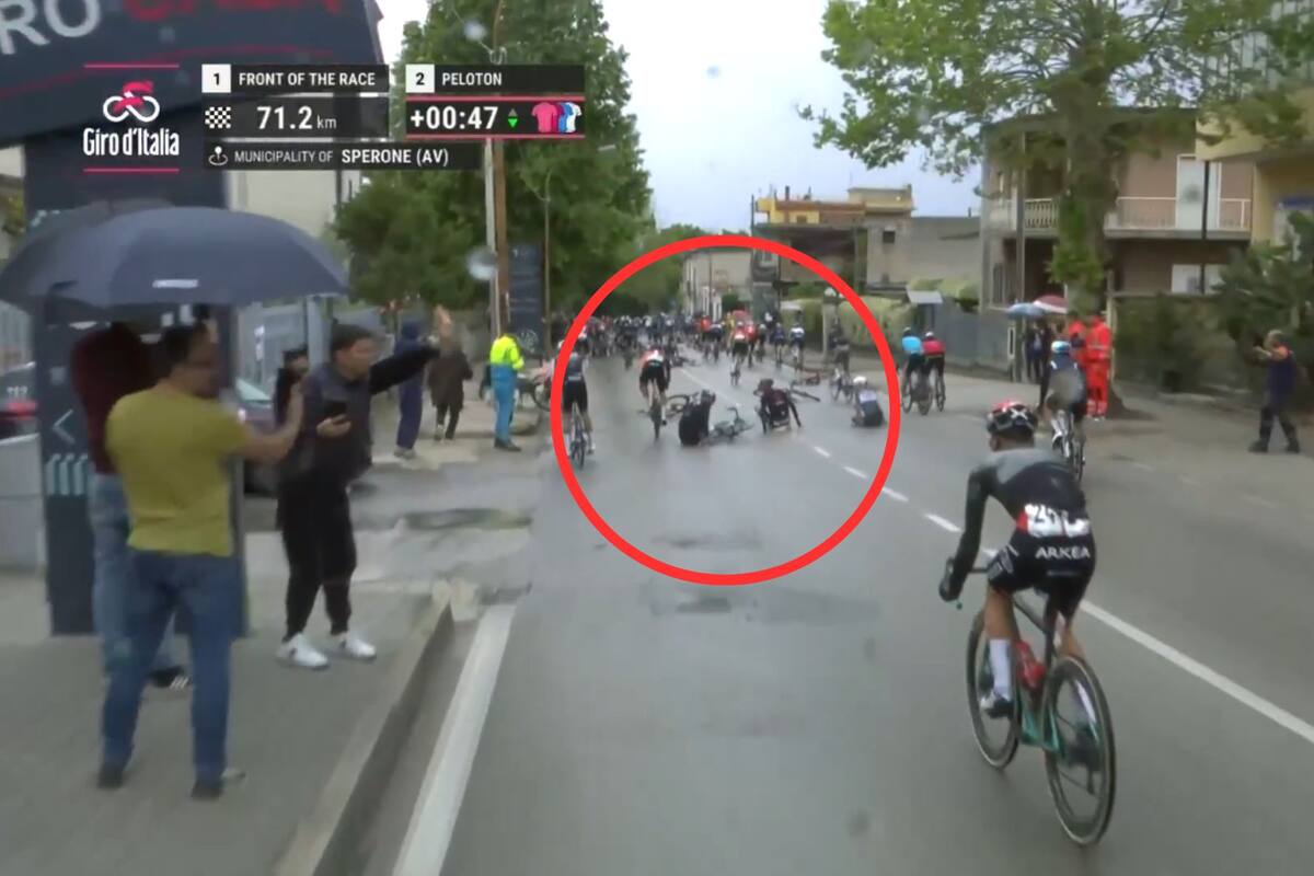 Giro de Italia: caída masiva de pedalistas paralizó la sexta etapa