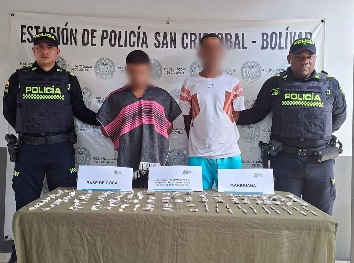 Golpe al microtráfico en el norte de Bolívar: capturados presuntos expendedores que pretendían ampliar su accionar criminal. // Foto: Policía de Bolívar