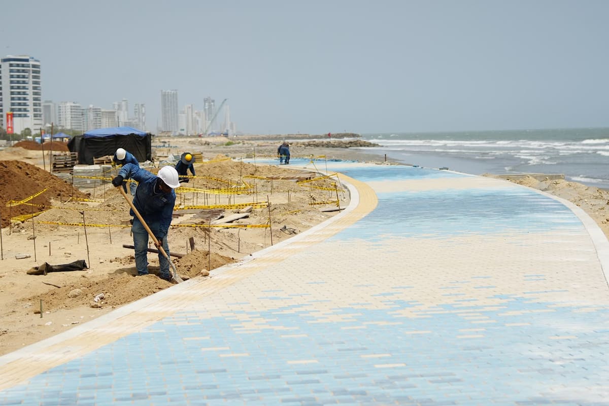 La fecha de inauguración de la primera fase del Gran Malecón del Mar, comprendida entre La Boquilla y el Túnel de Crespo. se inauguraría en la última semana de agosto o la primera semana de septiembre de 2026. // Foto: Cortesía - Alcaldía de Cartagena.