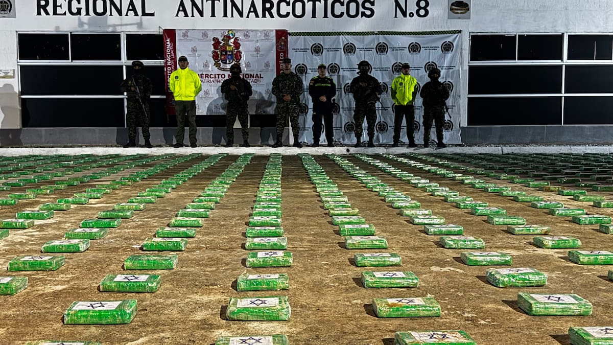 Los paquetes de clorhidrato de cocaína incautados en un depósito ilegal de la vereda Calabazo, zona rural de Santa Marta. //FOTO: @EJÉRCITO_COL.