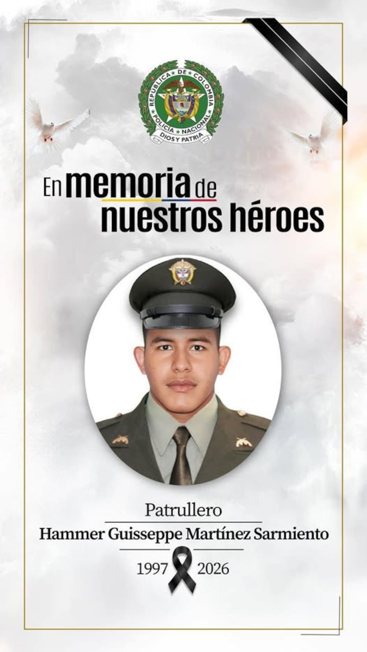 Hanner Giuseppe Martínez, patrullero asesinado.