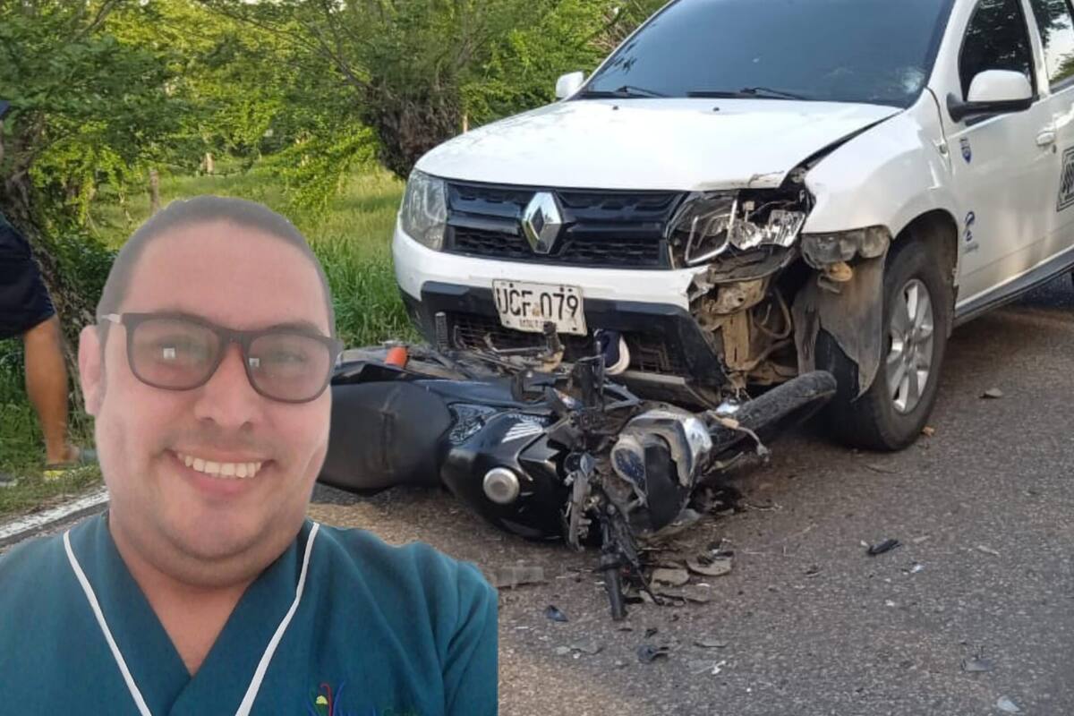 Trabajador de la salud murió en fuerte choque de moto y carro, en Bolívar