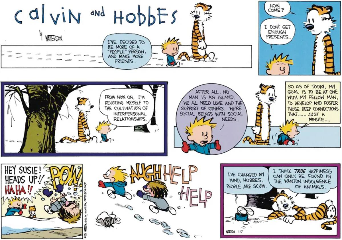 Calvin molesta a Susie. //Foto: Gogocomics