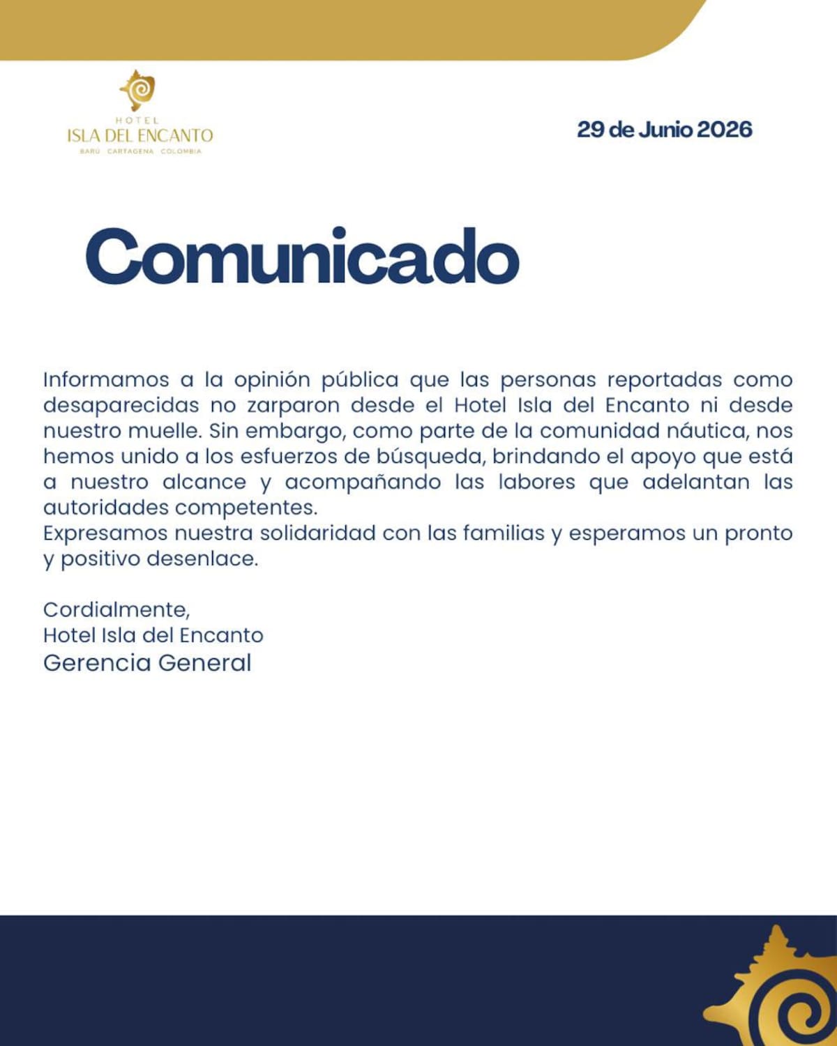 Hotel Isla del Encanto habla sobre los jóvenes desaparecidos. // Foto: cortesía