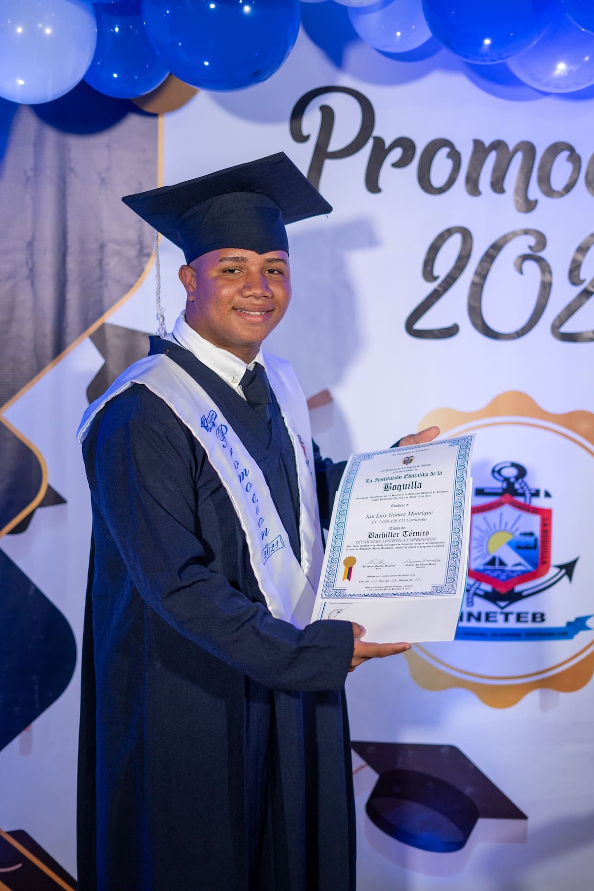 Ian Gómez el día de su graduación de bachiller en el 2021.
