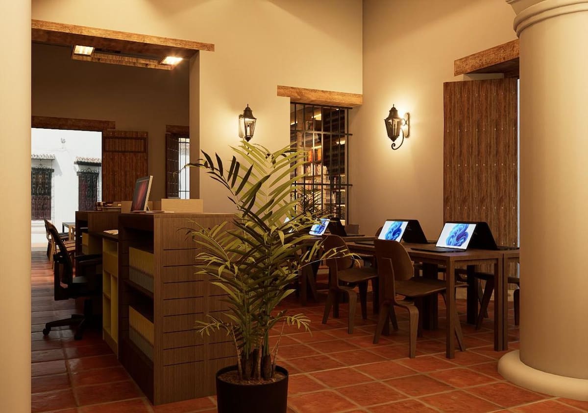 Proyección del Centro de Innovación 4.0 Bolívar Digital, espacio que funcionará en la renovada Biblioteca Pública Pedro Salcedo del Villar.