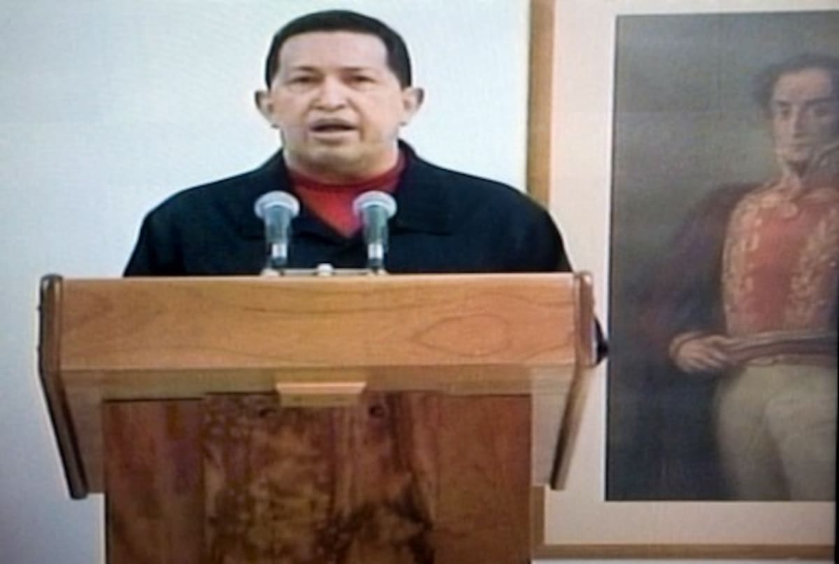 Hugo Chávez, presidente de Venezuela, en discurso televisado desde Cuba. AP Ariana Cubillos