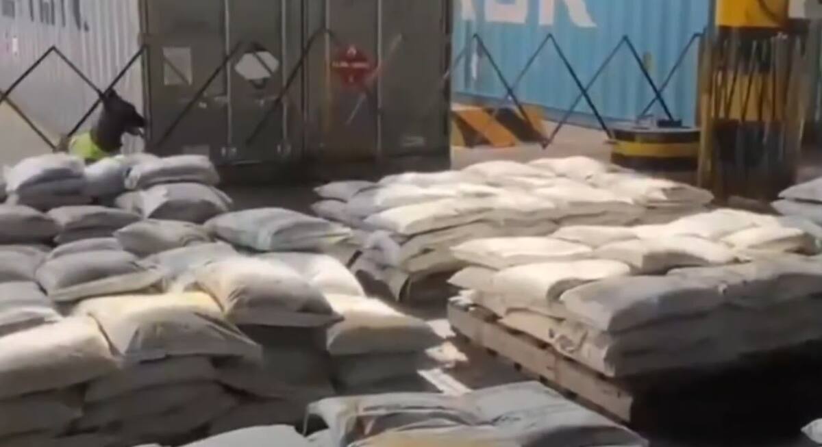 La mercancía fue inspeccionada en una terminal marítima de Cartagena, donde las autoridades hallaron los 102 kilos de cocaína. //FOTO: @MINDEFENSA.