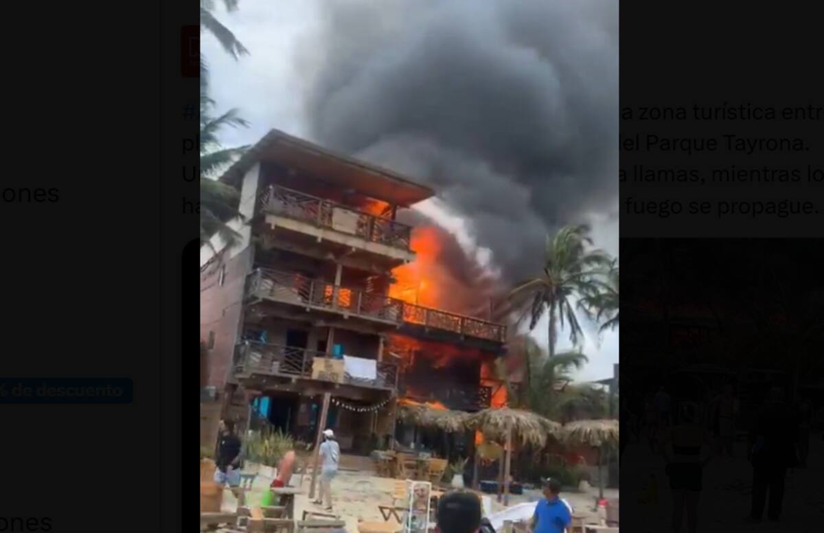 Incendio de gran magnitud afecta zona turística de Mendihuaca, Magdalena. // Foto: captura de pantalla