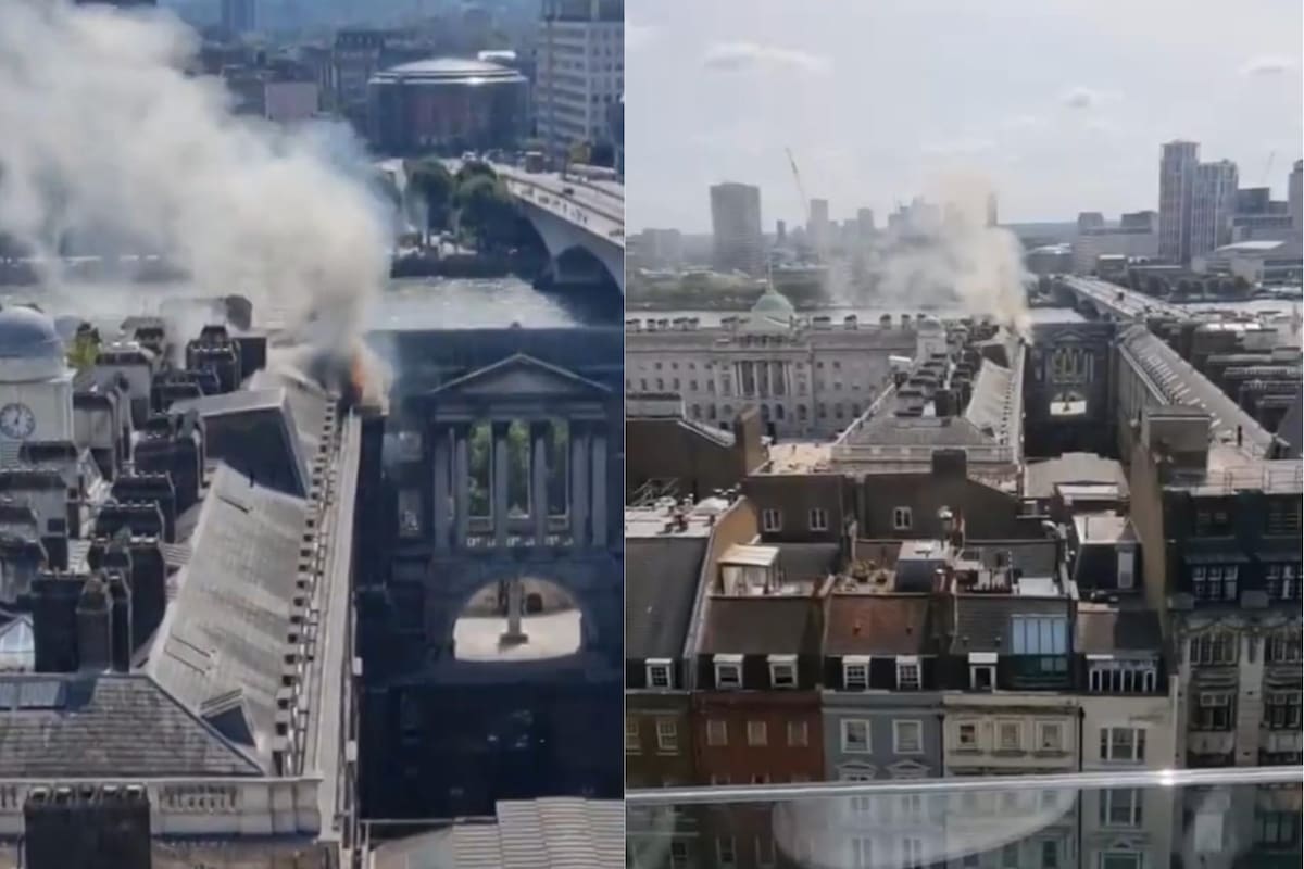 Video: fuerte incendio se registra en mítico edificio en Londres