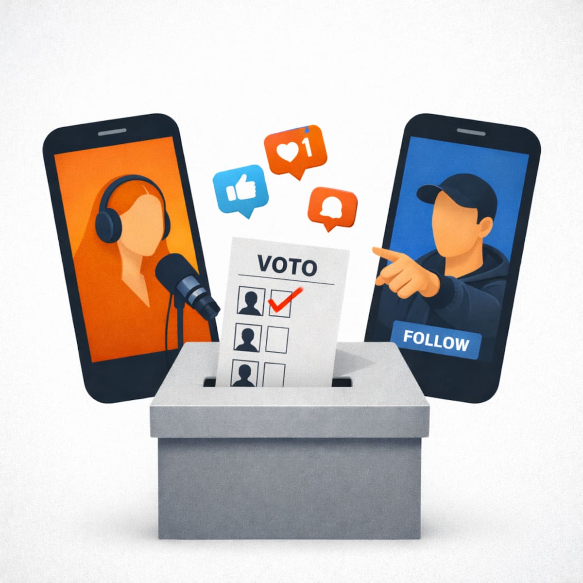 Influencers y política: la batalla por la opinión pública. //Foto generada con IA.
