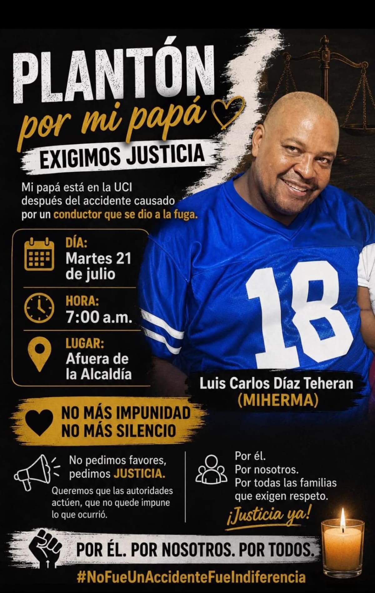 Los parientes de Luis Carlos Díaz Teherán hicieron un llamado a la comunidad por justicia
