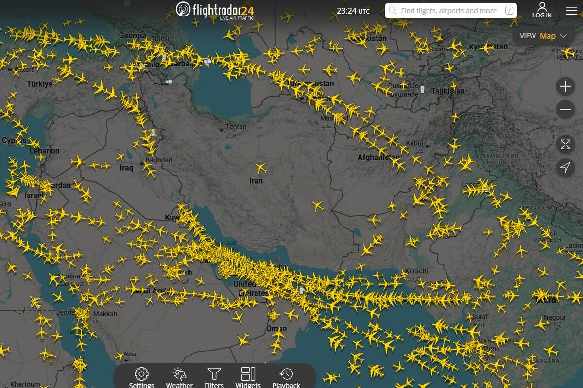 Irán cerró durante dos horas su espacio aéreo, según página de rastreo de vuelos