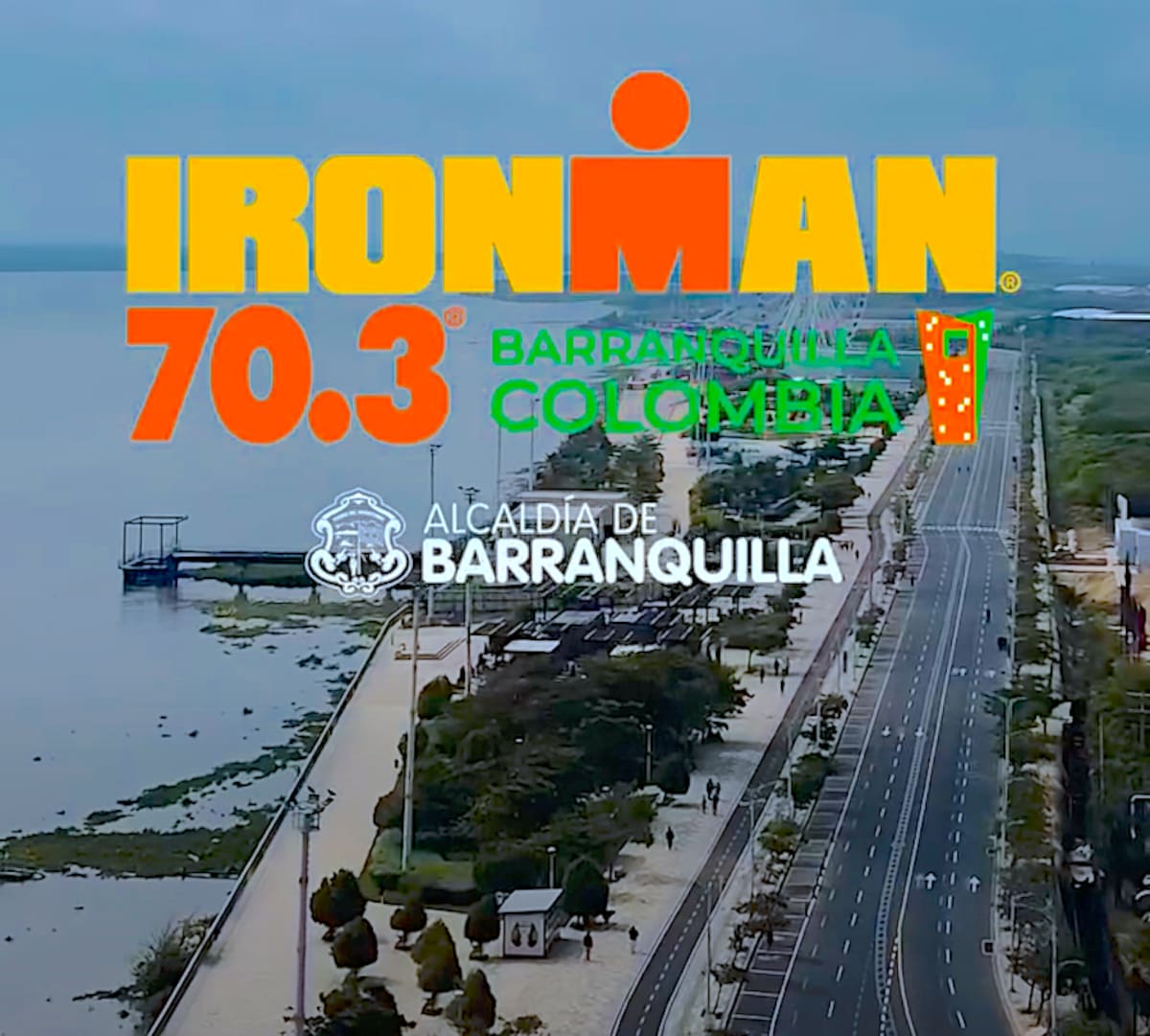 Este es el afiche promocional dela versión Ironman 70.3 Barranquilla-2026, que se correrá en la primera semana de junio.//Cortesía Alcaldía de Barranquilla.