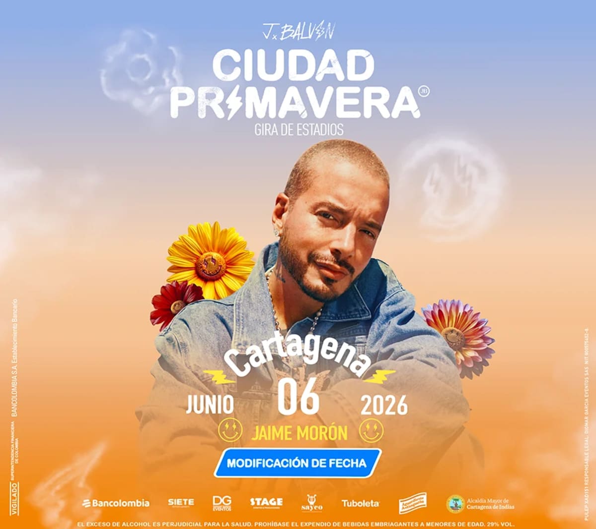 Reprograman concierto de J Balvin en Cartagena. //Foto: Tuboleta.