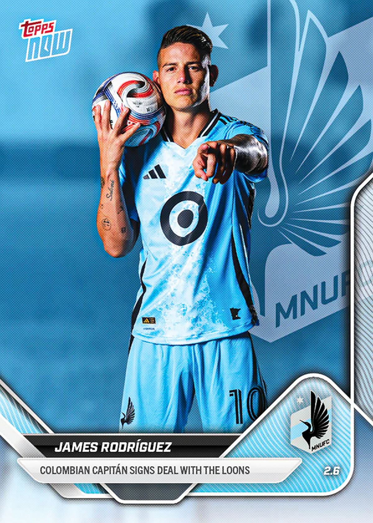 Carta 'Topps Now' de James Rodríguez. //Tomada de: https://es.topps.com/products/james-rodriguez-2026-mls-topps-now%C2%AE-card-tn-jr