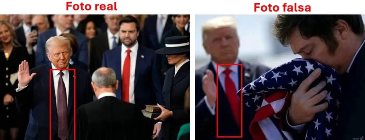Comparación imagen falsa e imagen real de la posesión de Donald Trump. // Foto: La Silla Vacía