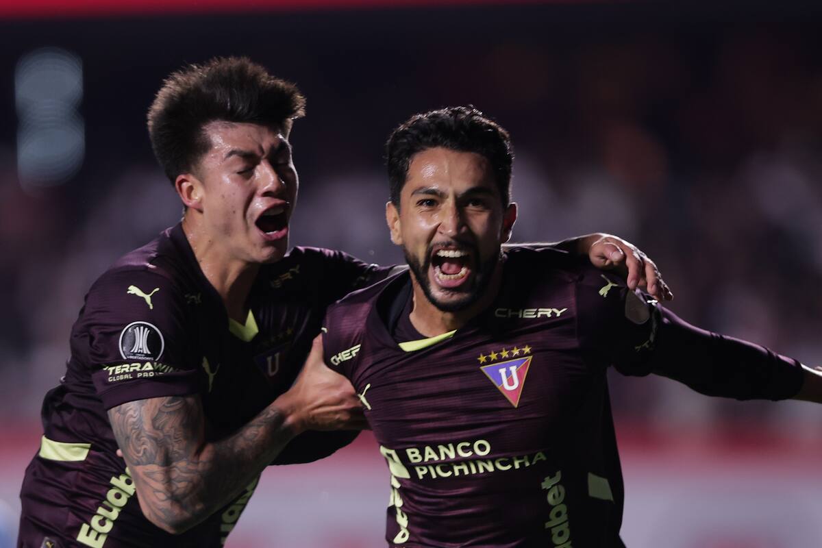 Jeison Medina clasificó a Liga de Quito tras un importante tanto ante Sao Paulo. //Foto, AP: Ettore Chiereguini